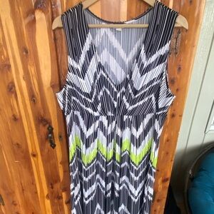 Black and White Chevron Maxi Dress with Yellow Accents